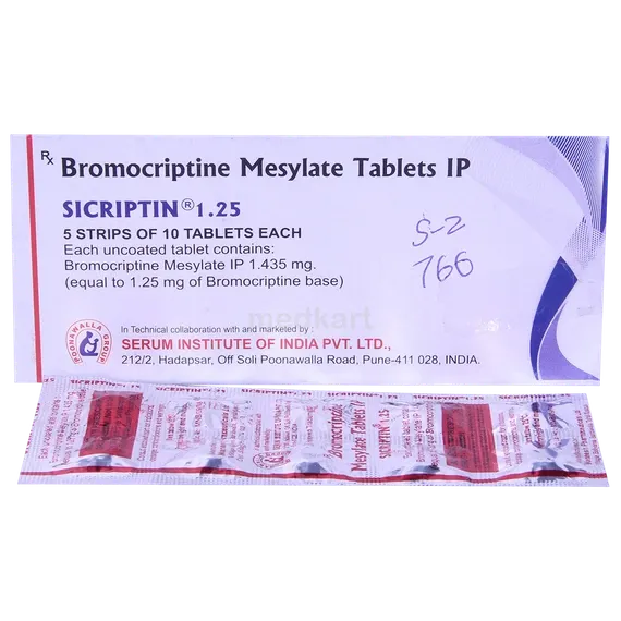 sicriptin 1.25mg tablet 10's